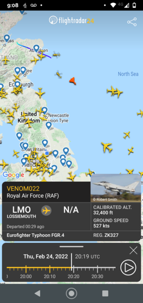 FlightRadar24 - high traffic following invasion