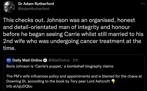 So Carrie is the reason Boris is not a great Prime Minster?