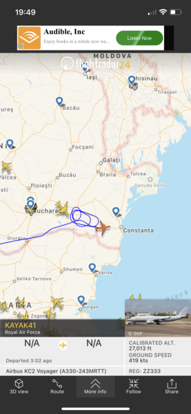 FlightRadar24 - high traffic following invasion