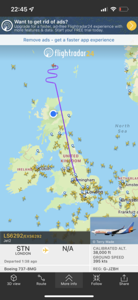 FlightRadar24 - high traffic following invasion