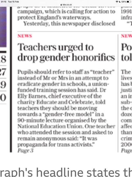 Teachers urged to drop gender honorifics at NEU training session