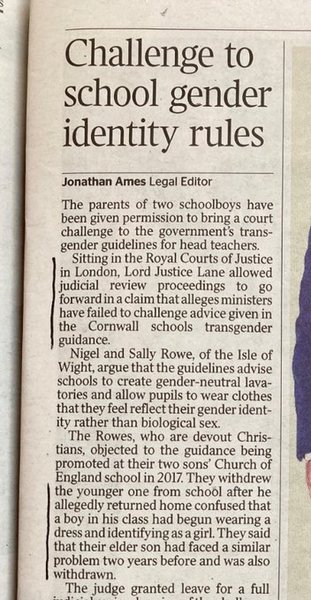 Judicial Review granted on handling of gender in schools
