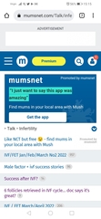 Adverts for Mush app on Infertility boards
