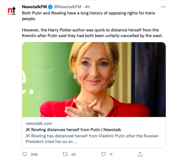 Irish Newstalk attack and defame JKR