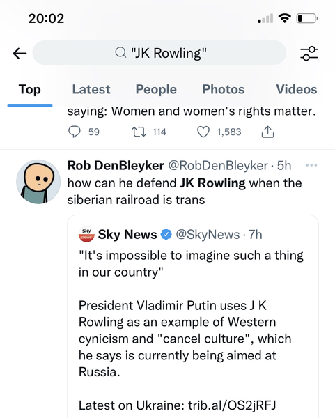 JKR being burned again thanks to Putin