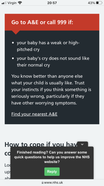Baby's sudden change of cry