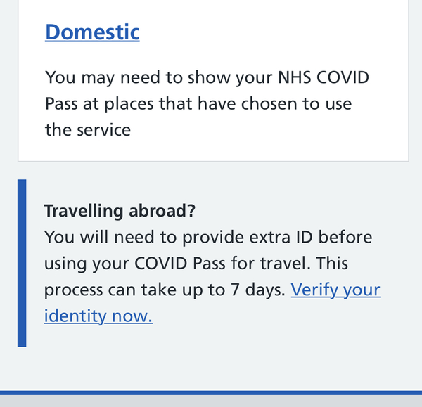 Wait time for the id verification for covid passport on nhs app