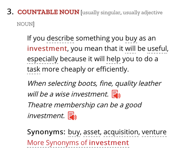 You aren't "investing" your money, you're spending it.