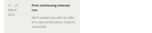 Secondary School allocation - Continuous Interest question
