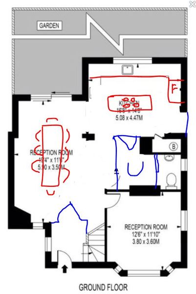 What would you do with this downstairs floorplan?  Extension/knock-through/remodel