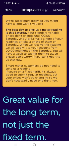 Don't forget to take a meter reading on the 31st March