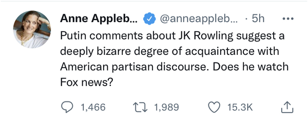 JKR being burned again thanks to Putin