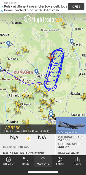 FlightRadar24 - high traffic following invasion