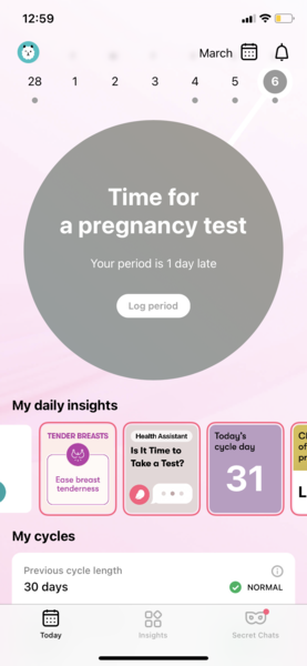 1 day late according to app