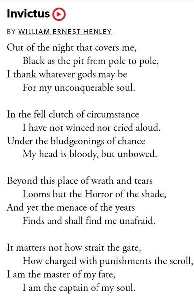 To ask what poem you return to to lift your spirits