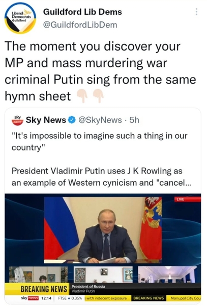 JKR being burned again thanks to Putin