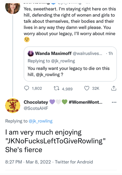 JKR on Twitter, a thank you.