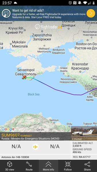 FlightRadar24 - high traffic following invasion