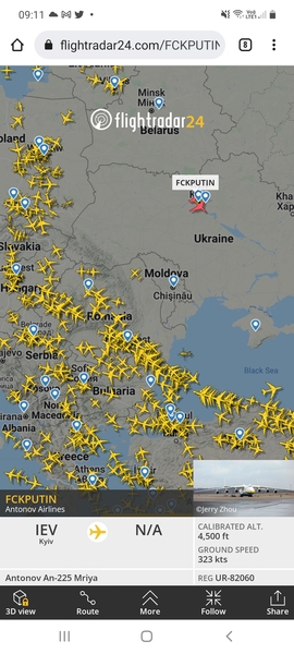 FlightRadar24 - high traffic following invasion