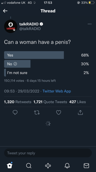 Talkradio poll 'Can a woman have a penis?'