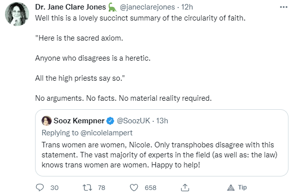 Help me with the argument that trans rights aren't the same as gay rights hence we are NOT on "the wrong side of history"