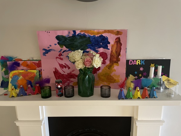 If you have a mantlepiece what do you have on it?