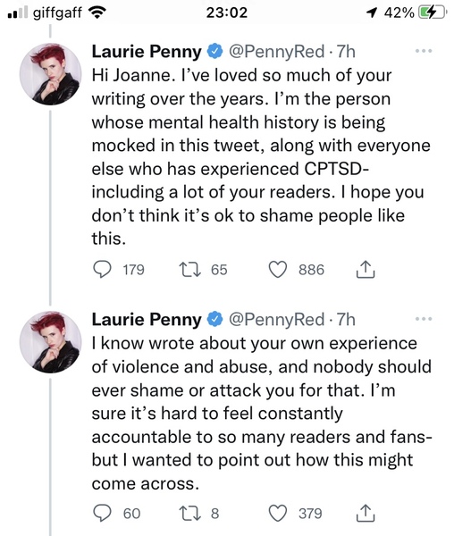Twitter editorialising against J K Rowling again.