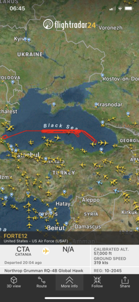 FlightRadar24 - high traffic following invasion