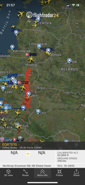 FlightRadar24 - high traffic following invasion