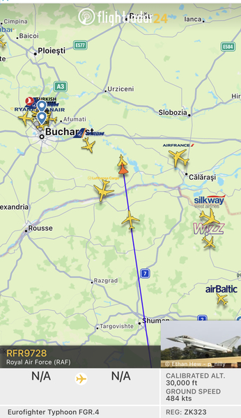 FlightRadar24 - high traffic following invasion