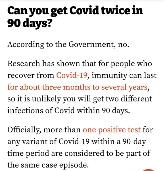 Covid again, less than 90 days