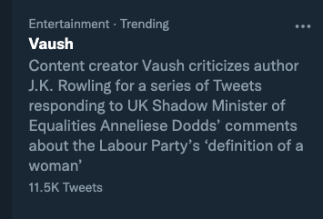 Twitter editorialising against J K Rowling again.