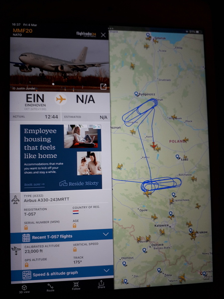 FlightRadar24 - high traffic following invasion