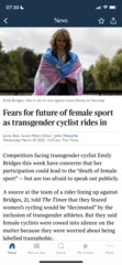Women’s cycling now to be decimated/ women silenced
