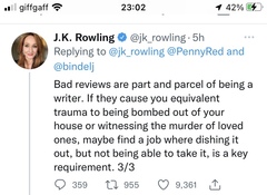 Twitter editorialising against J K Rowling again.