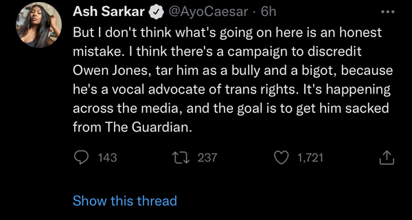 Owen Jones has relentlessly persecuted women online, including his own colleagues. An external investigator brought in by The Guardian has found him guilty of bullying a female columnist.
