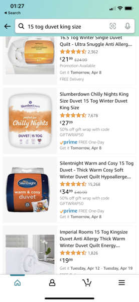 30 miles for a duvet