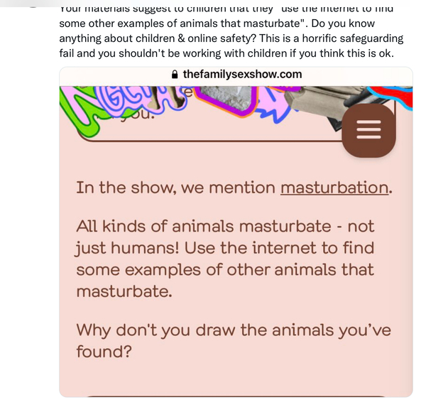 The Family Sex Show to continue, despite widespread outrage