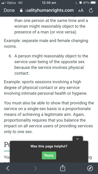 Single sex spaces