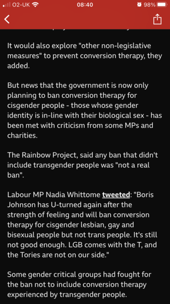 Government ban on conversion therapy dropped