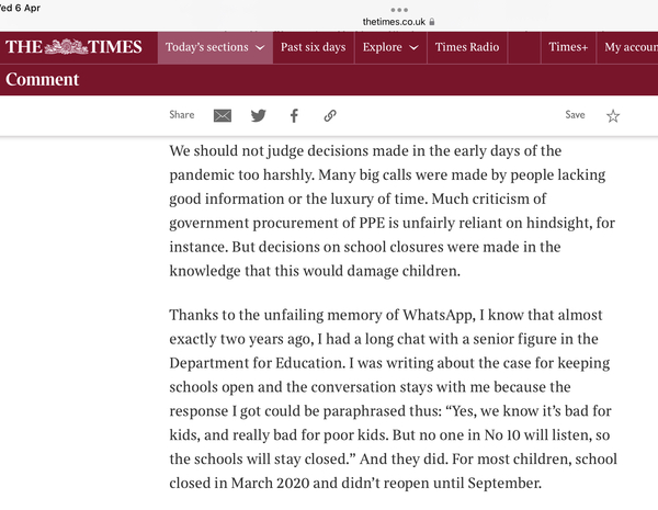 To think that everyone who told those with preschool children in 2020/21 to get a puddlesuit and that lockdown wasn’t that bad needs to read this