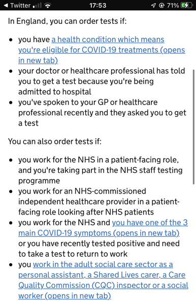 To not test for covid if you feel unwell?