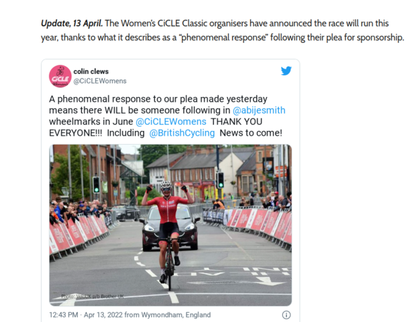 Women's cycling - major sponsor pulls out as policies are not 'trans inclusive'