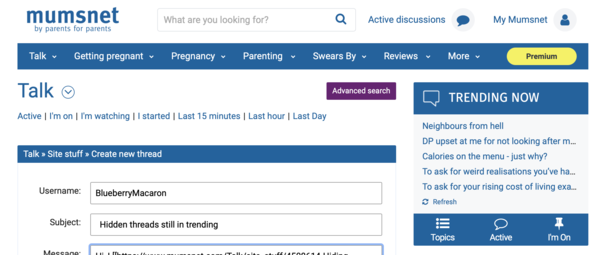 Hidden threads still in trending now