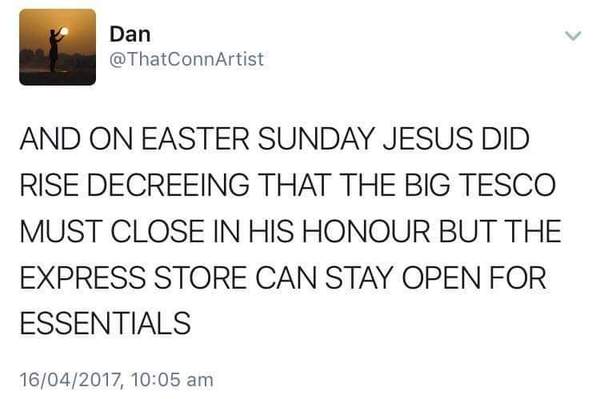 Ok admit it, anyone else get caught out by the Easter Sunday supermarkets closing trickery?