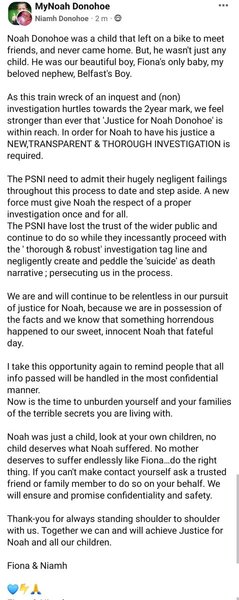 TW. Noah. The PSNI and their failure to investigate his death?