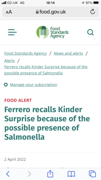 Kinder Surprise Recall