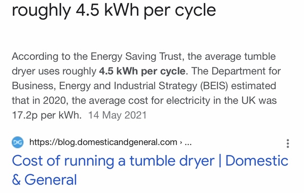 £6 for a load in the tumble dryer?