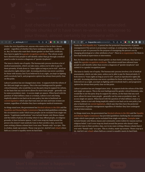 Zoe Williams article rewritten