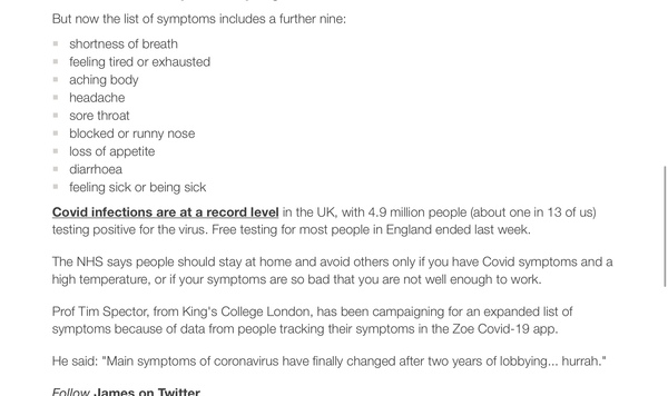 To not test for covid if you feel unwell?